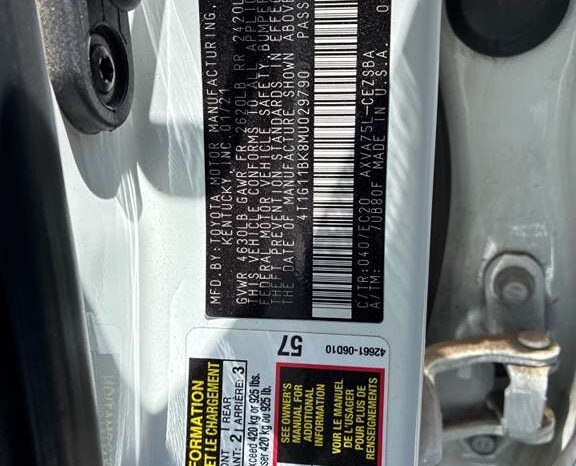 
								Salvaged Cars 2021 Toyota Camry full									